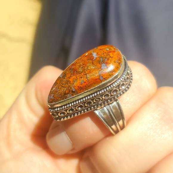 New Seam Agate 925 Silver Ring. - Picture 2 of 15